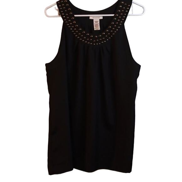 EUC Covington Black Top with Bronz Looking Embellishments at Neck XL - Picture 1 of 6